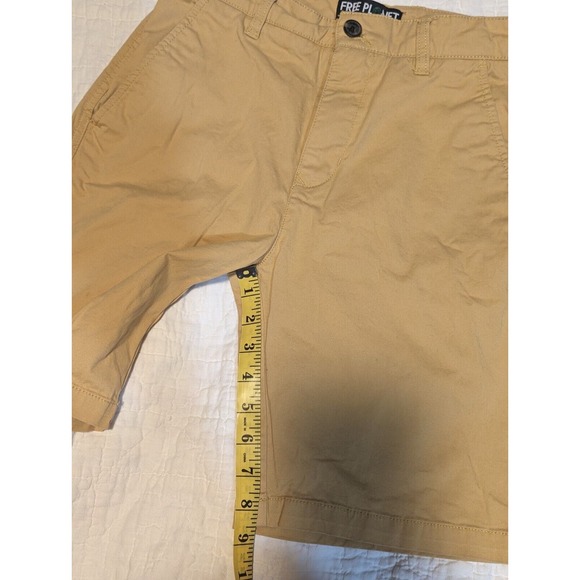 Free Planet Chino Stretch Organic Cotton Blend Yellow Shorts Men's Size 28 - Picture 6 of 11